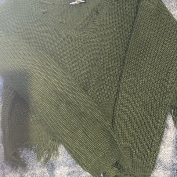 SHEIN Sweaters - distressed army green sweater